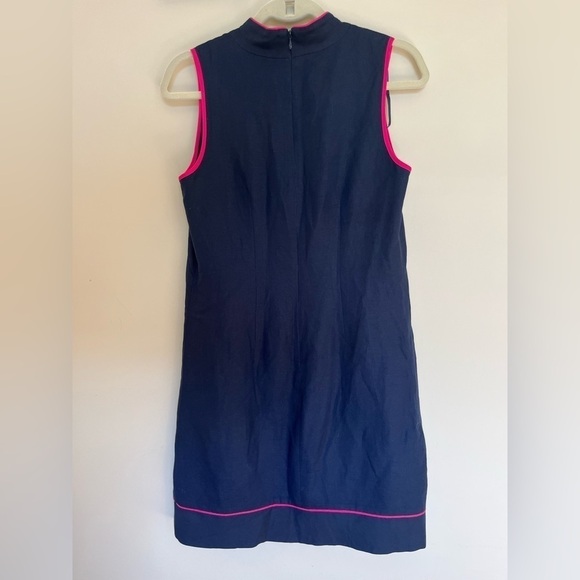 Eliza J Sleeveless Navy with Pink Piping Dress Size 4 - Picture 2 of 9